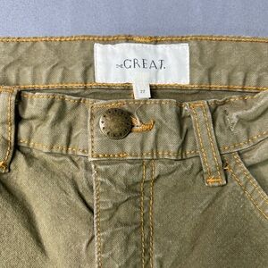 THE GREAT. Carpenter Pants Olive Utility Workwear USA Size 27